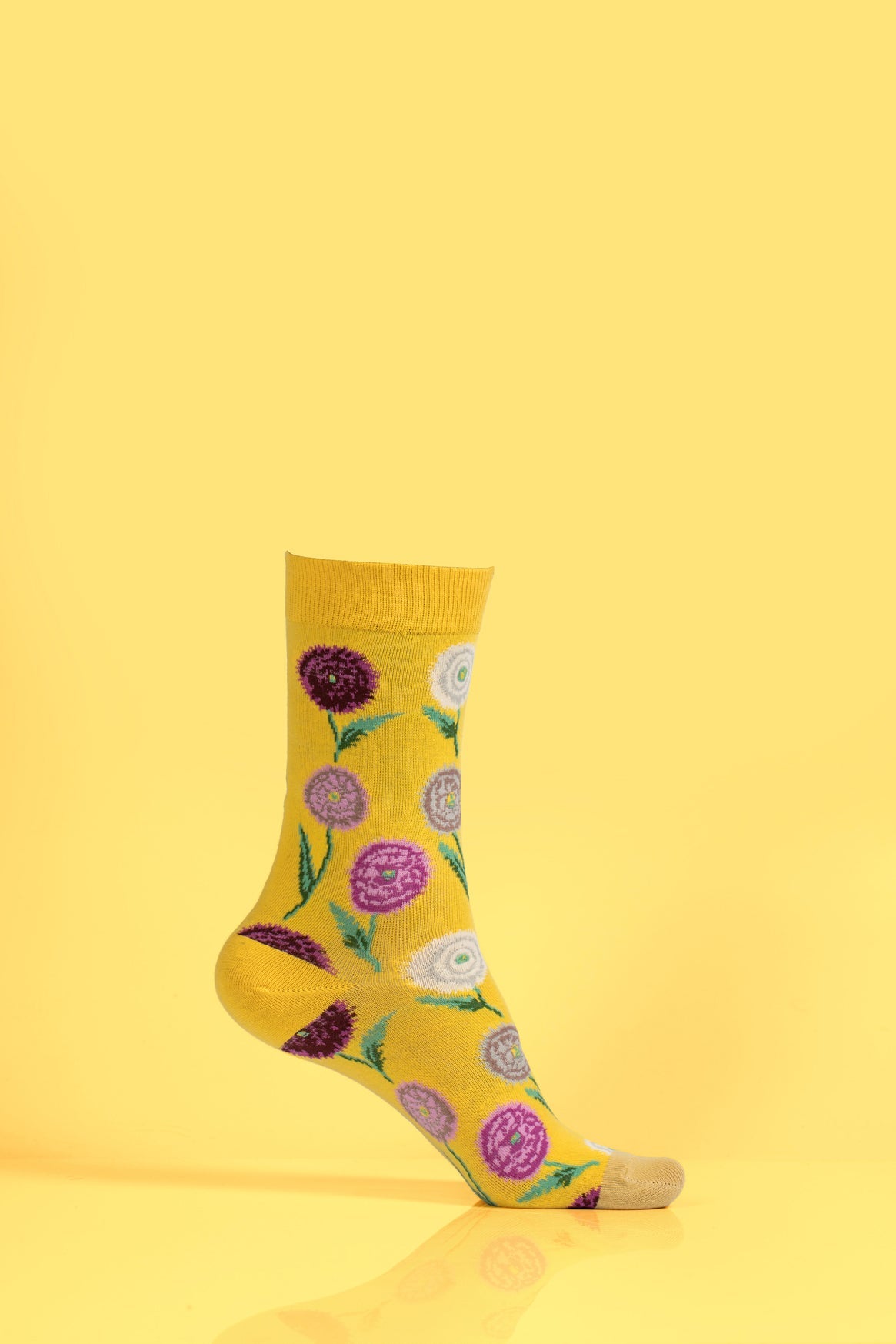 Luxury floral socks for women, spring-inspired leaves and flowers design, soft cotton blend, 3-pair pack, best-selling trendy socks by Body and I at brixbailey.com