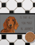 Dachshund Dining Drama – Hilarious Pet Bowl Mat!