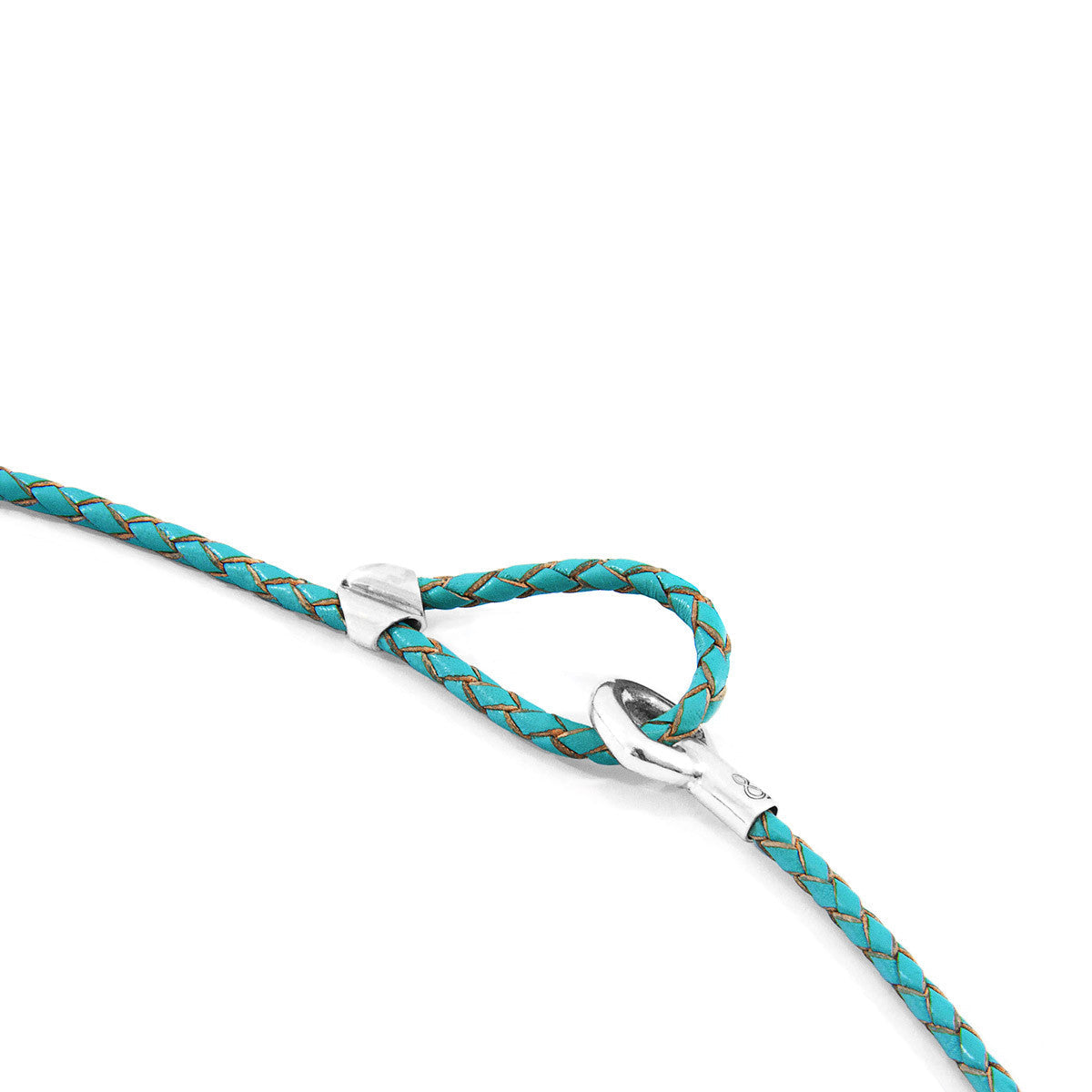 Turquoise Blue Blake Silver and Braided Leather Bracelet