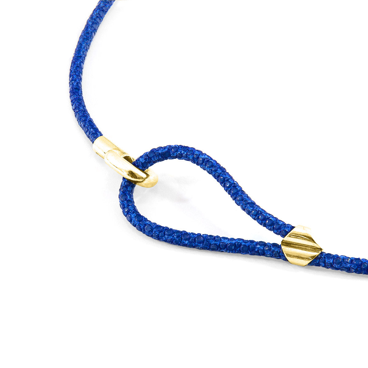 Azure Blue Blake 9ct Yellow Gold and Stingray Leather Bracelet