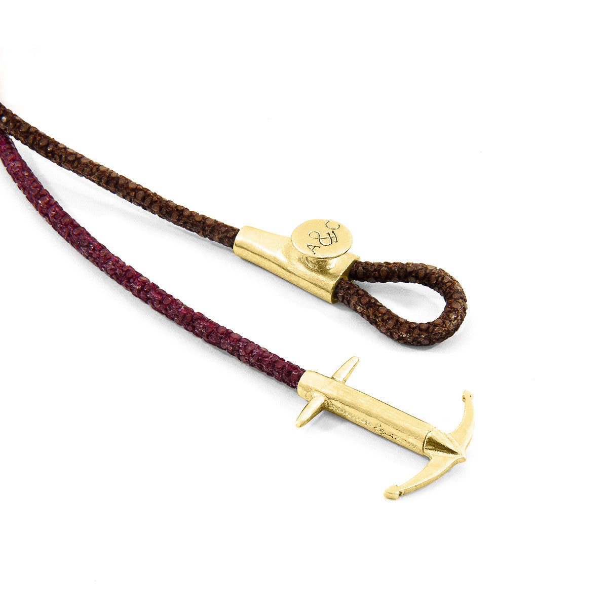 Azure Blue Dundee 9ct Yellow Gold and Stingray Leather Bracelet