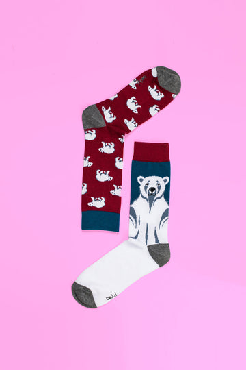 Luxury animal print mismatch socks, pack of 4, stylish mix and match designs, premium cotton blend, trendy mens socks by Body and I at brixbailey.com