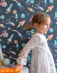 Watercolour Space Wallpaper | Rockets, Planets & Stars