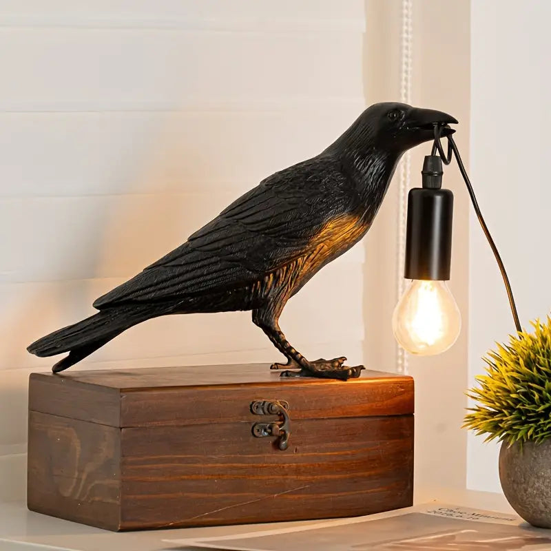 NNETM 1pc Gothic LED USB Crow Lamp - With Antique Metal Claw-1