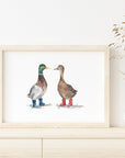 Ducks in Wellies Watercolour Art Print