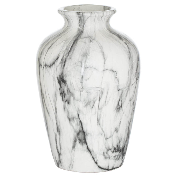 Handcrafted marble ceramic vase with white veining, 33cm tall, for elegant floral displays and modern home decor. by Sostter at brixbailey.com