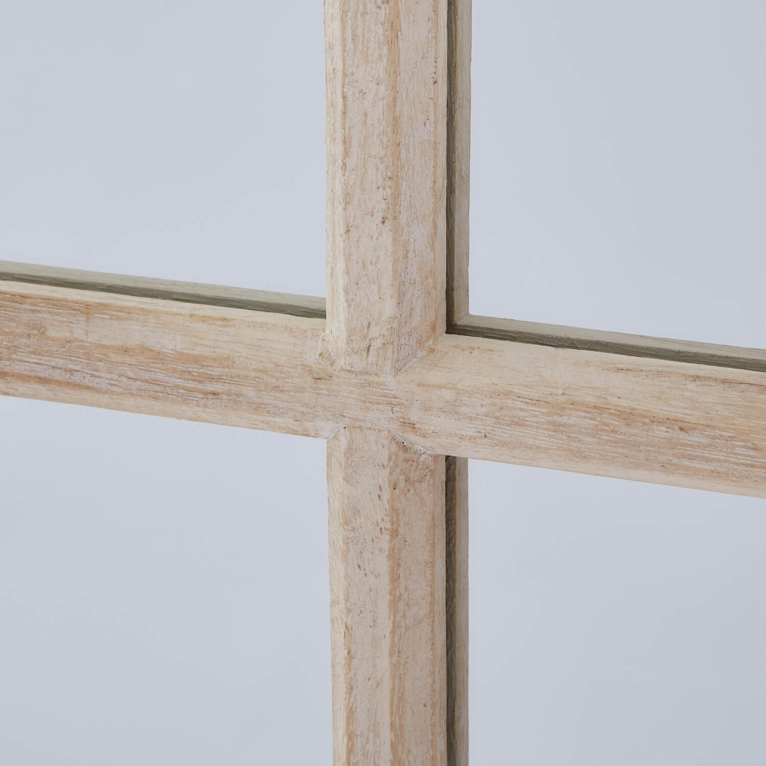Tall Washed Wood Mirror with Rustic Window Design