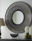 Large Round Black 3D Wire Mirror