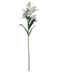 Premium white artificial lily stems with 3 realistic blooms, perfect for home decor (96 characters) by sostter at brixbailey.com