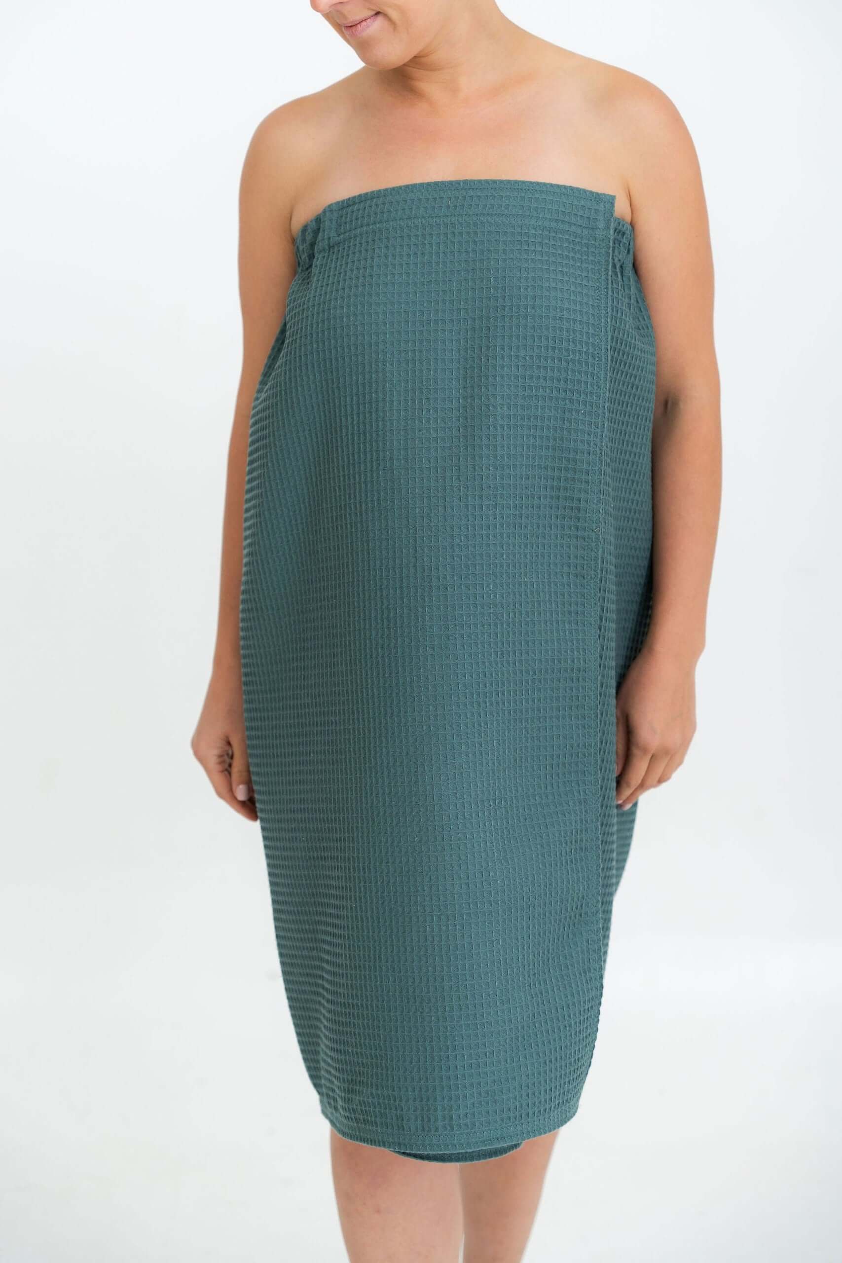 Cotton Waffle Sauna Wrap with Velcro Closure