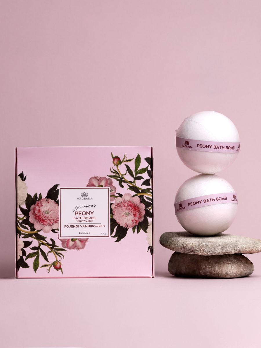 Peony Bath Bombs with Vitamin E Set of Four