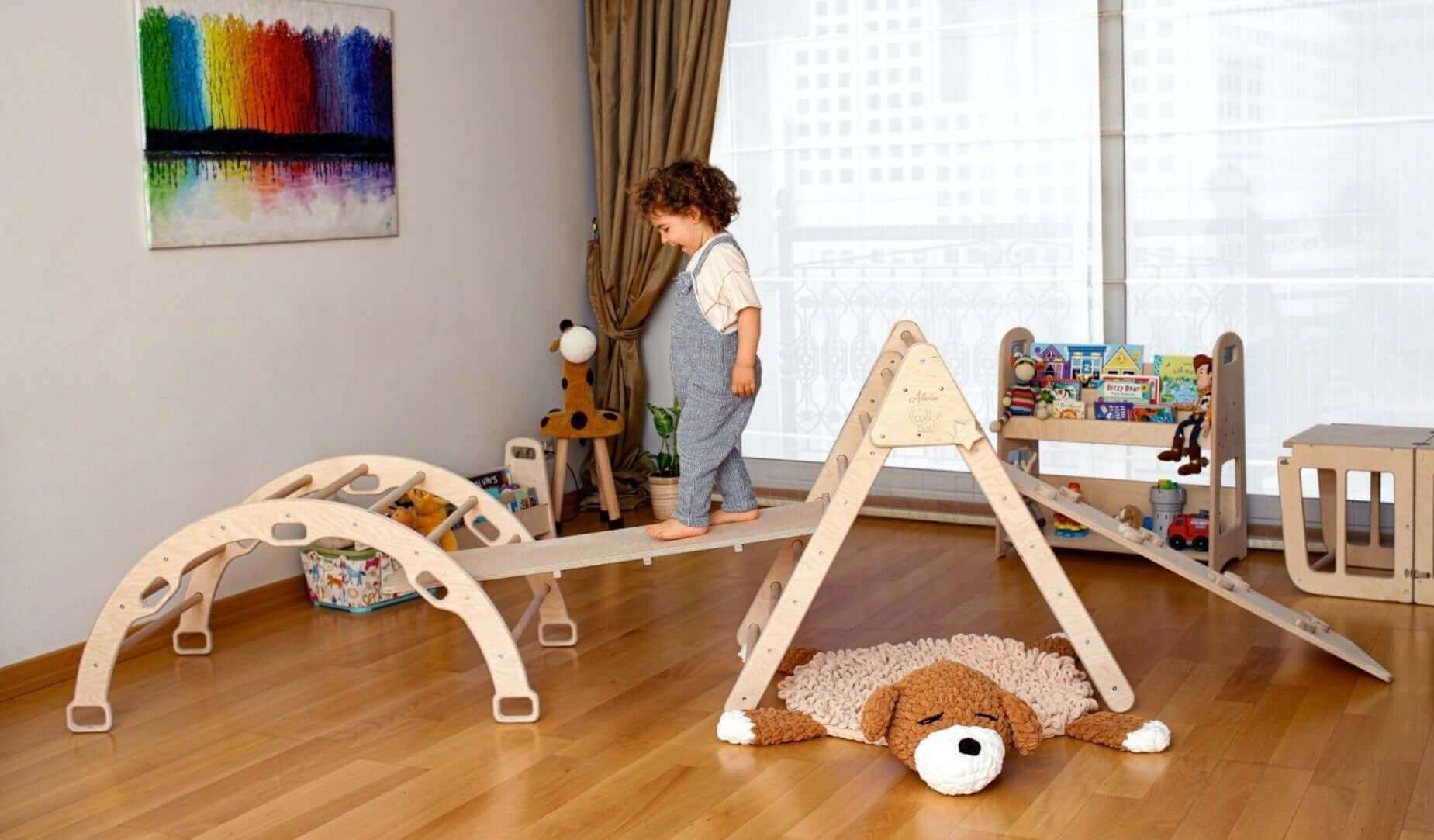 5 Pieces Climbing Set - Climbing Triangle / Arch Rocker, XL Pillow, and 2 Ramps-0