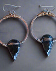 Obsidian Arrowhead Hoop Earrings – Boho | Handmade by Blackbird & Sage