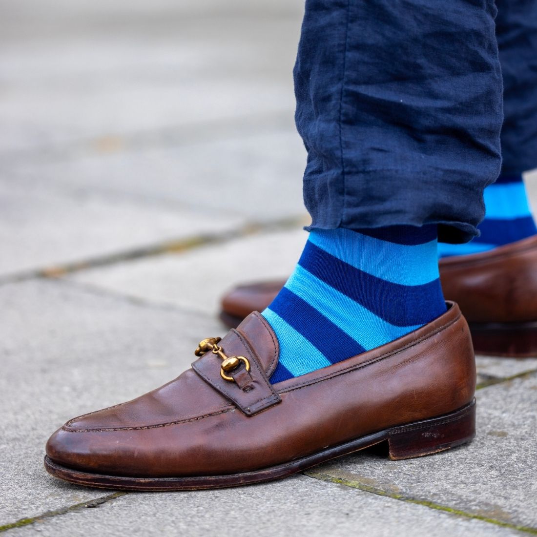 Blue Stripe Matching Bamboo Socks (Adult &amp; Child)