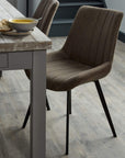Coffee Brown Dining Chair with Channel Stitching and Metal Legs