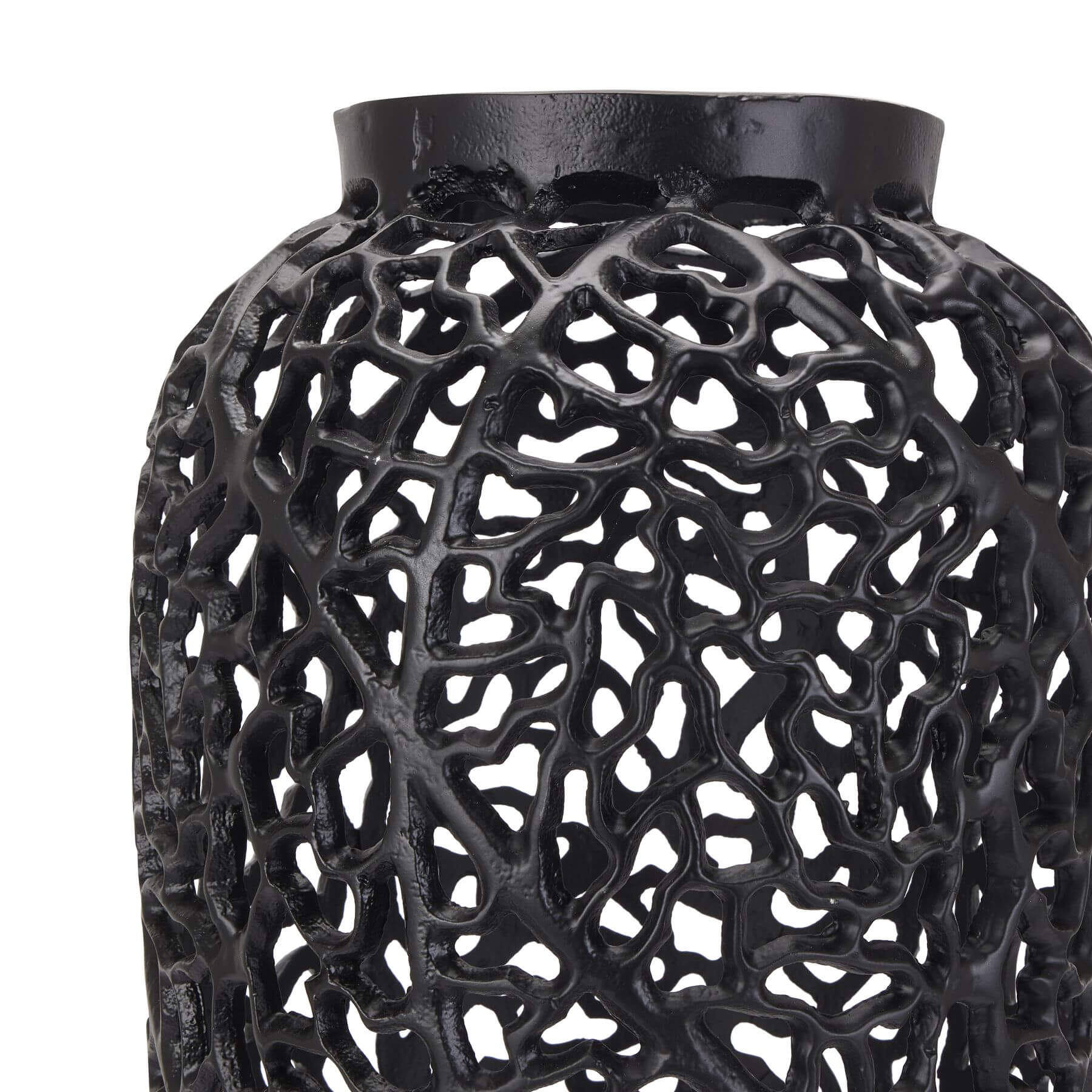 Elegant Black Cast Iron Lattice Vase | Modern Decor