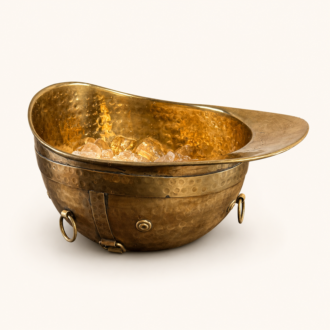 Solid Antique Brass Polo Helmet Champagne Ice Bucket | Wine Cooler