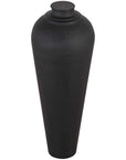 Matt black hammered steel vase, artisan-crafted with textured finish, modern floor-standing home decor piece by sostter at brixbailey.com