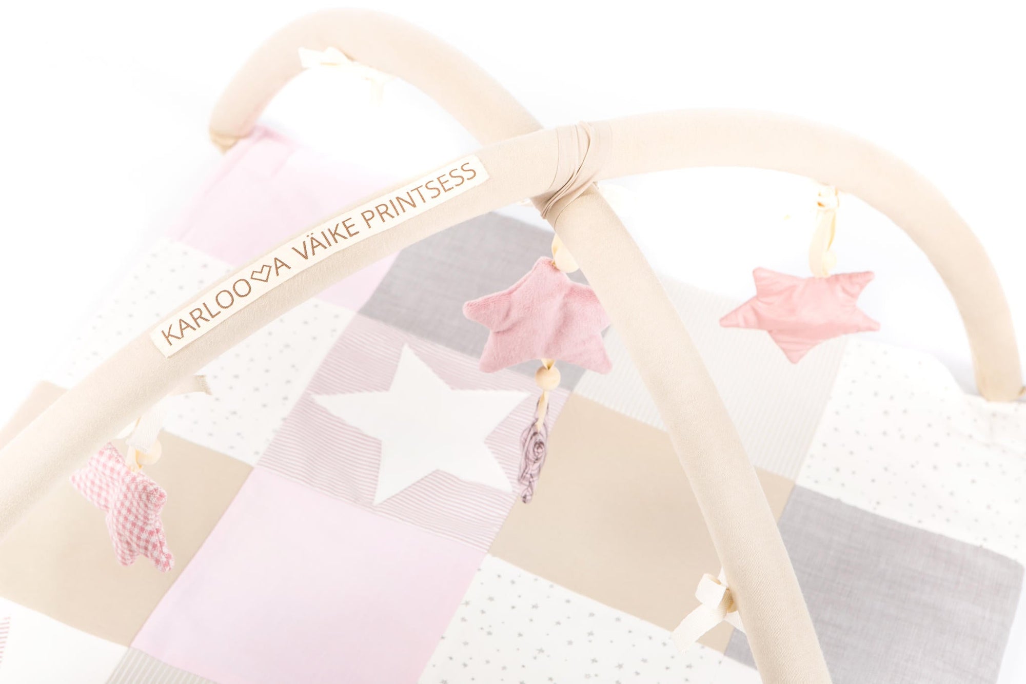 Handmade Baby Activity Mat with Starry Arch – Stimulates Vision &amp; Motor Skills by Karloova at www.brixbailey.com