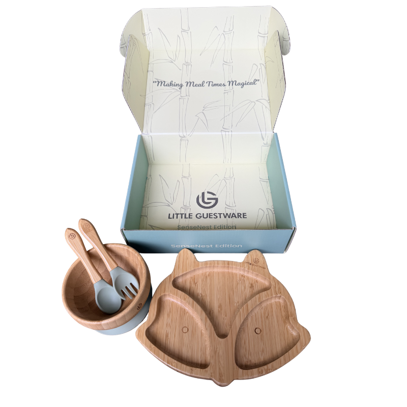 Fox Bamboo Feeding Set - Plate, Bowl, Spoon &amp; Fork Gift Set
