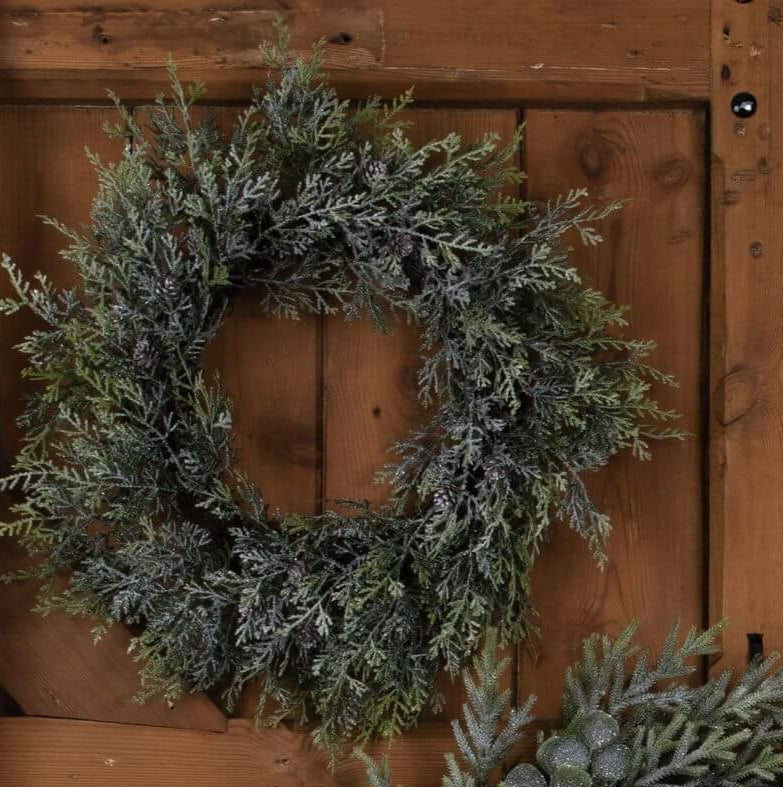 Winter Frosted Pine and Eucalyptus Wreath