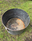 Vintage Galvanised Metal Round Garden Planter Tub Rustic Outdoor Pot
