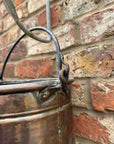 Antique Copper Cauldron Pot with Riveted Iron Handle & Dovetail Planter Pot  B