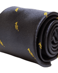 black tie with embroidered trumpet design