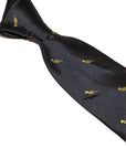 black tie with embroidered trumpet design
