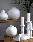 Minimalist White Ceramic Candle Holder for Home Display
