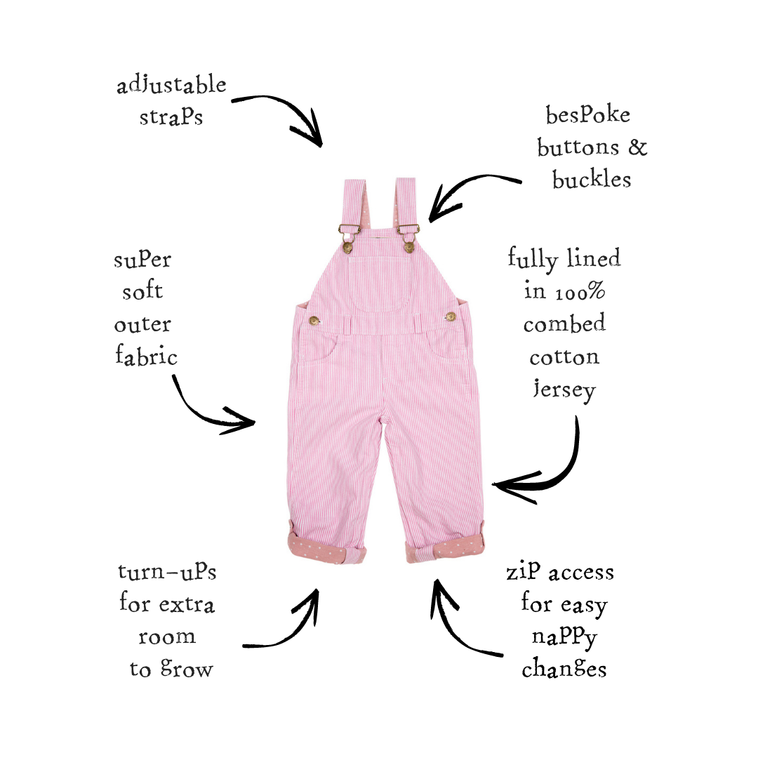 Pink Stripe Dungarees