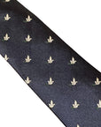 navy blue mens tie with white dove embroidered peace design