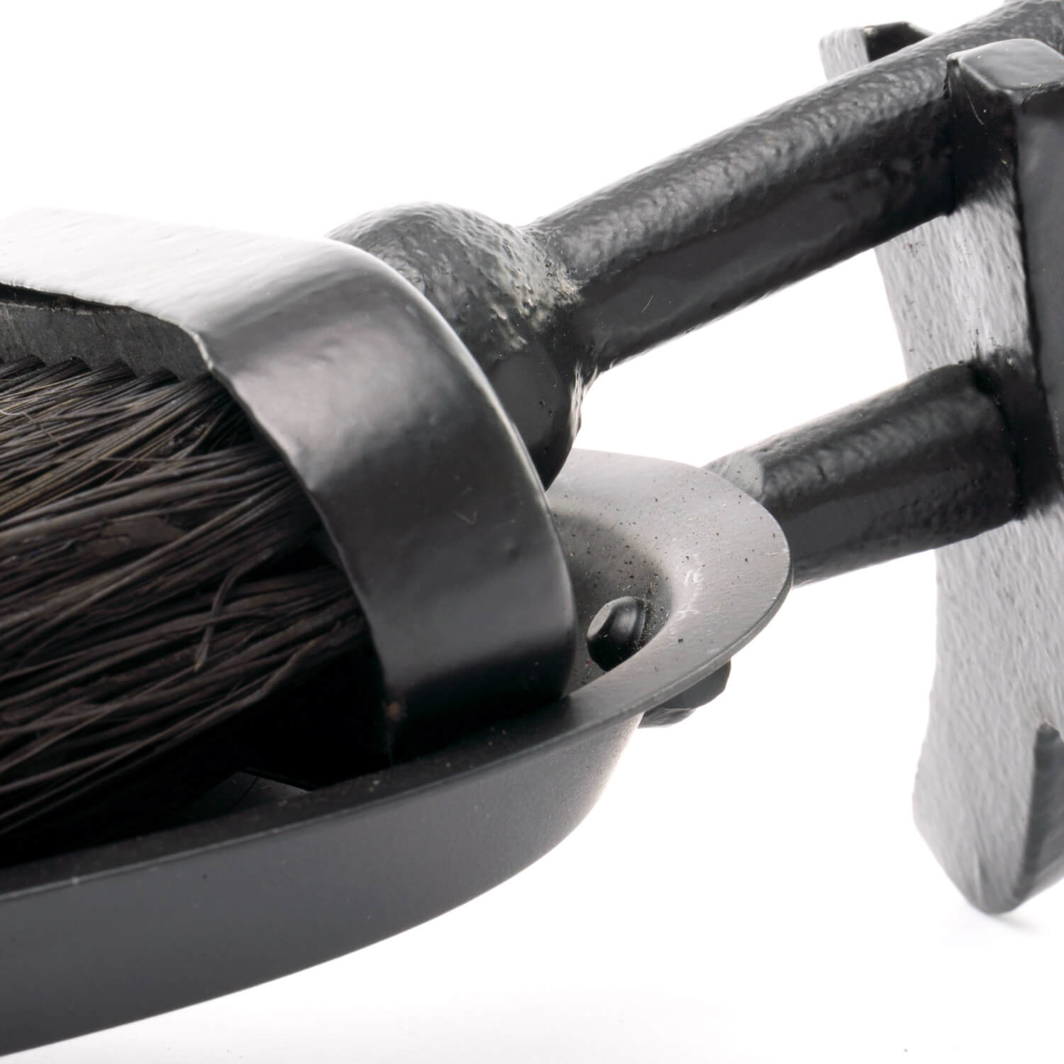 Sleek Black Fireplace Hearth Tidy with Crook Handle
