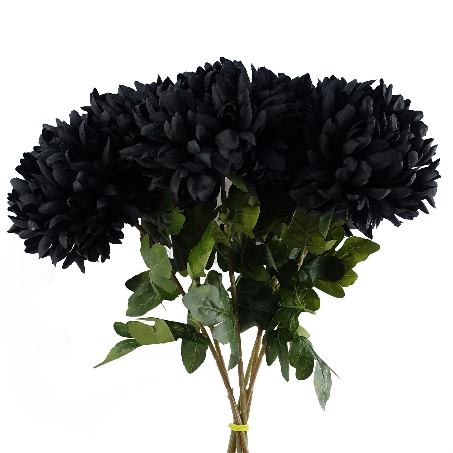 Pack of 6 x Artificial Flowers Extra Large Reflex Chrysanthemum - Black 75cm-0