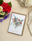 Floral Happy Wedding Day Card – Hand-Painted Watercolour Bouquet