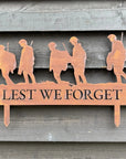Metal Lest We Forget Garden Ornament - Soldier Scene Garden Decoration