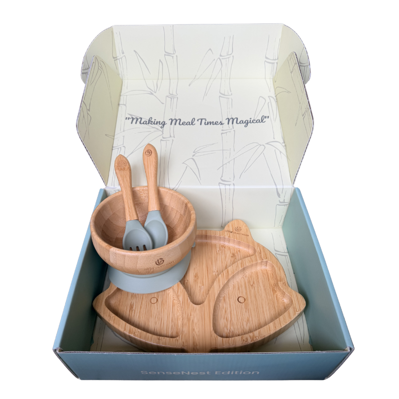 Fox Bamboo Feeding Set - Plate, Bowl, Spoon &amp; Fork Gift Set