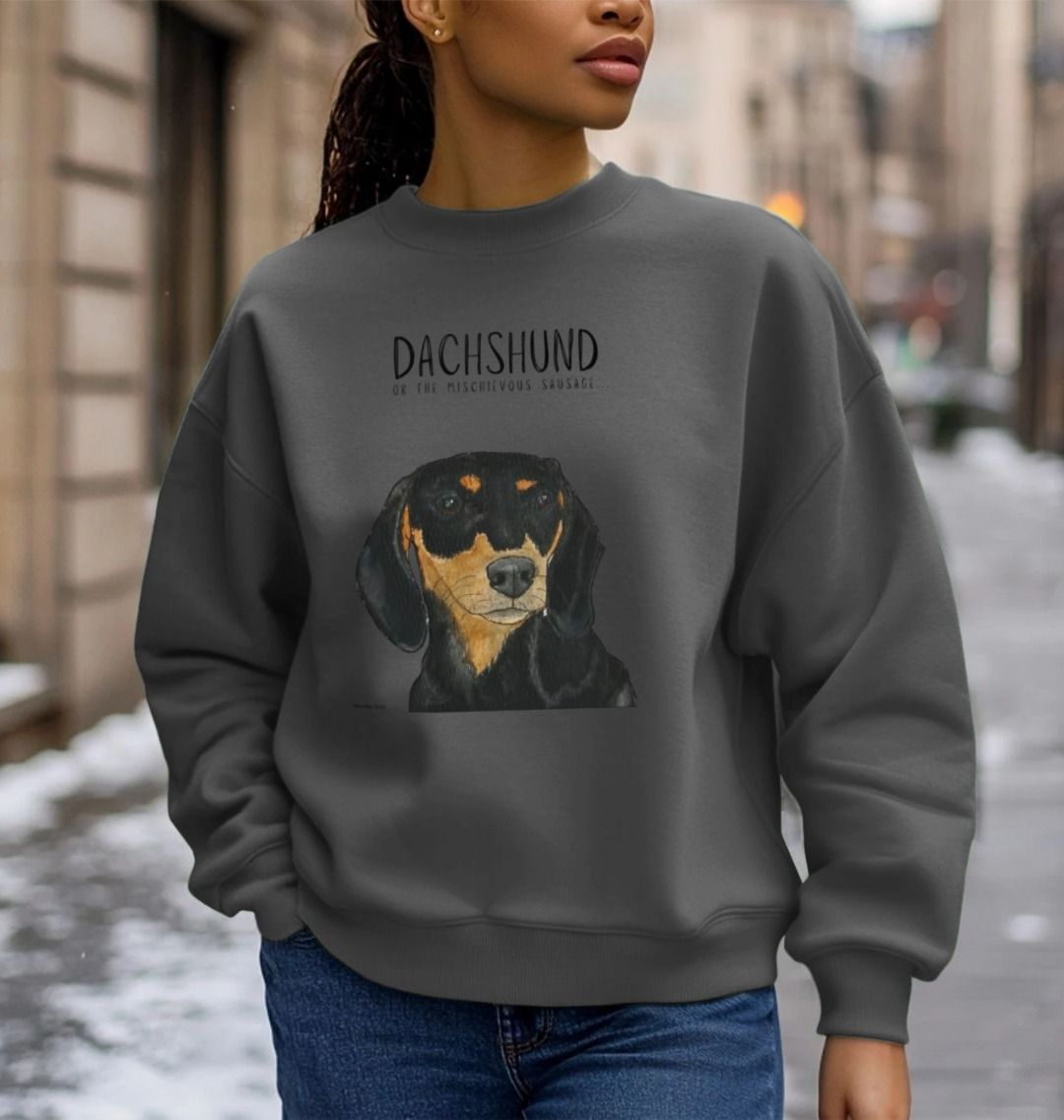 Comfy, Cozy, &amp; Cute: The Black &amp; Tan Dachshund Oversized Sweatshirt"