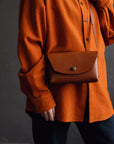 Rust Brown Handmade Leather Clutch Bag