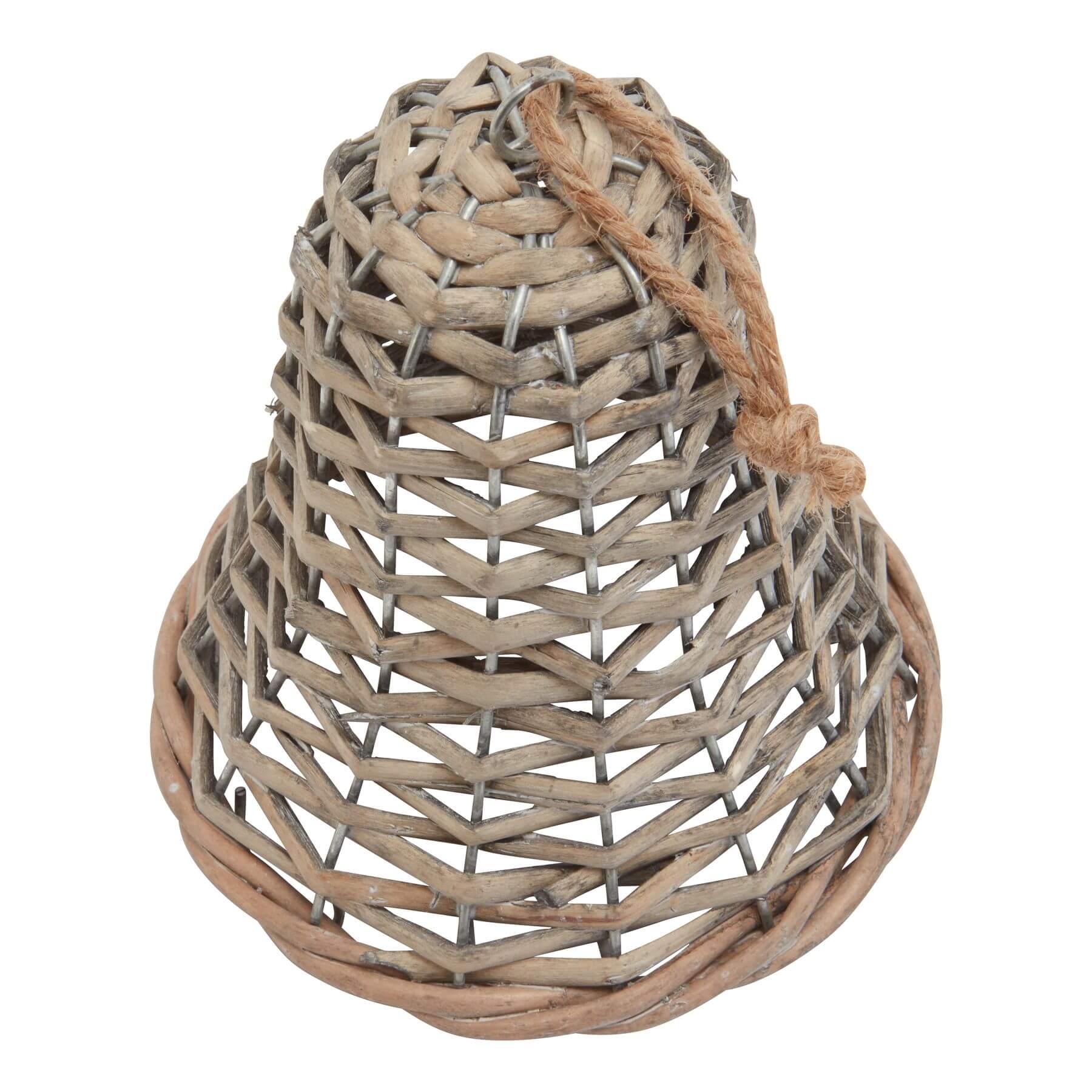 Handwoven Wicker Bell Christmas Ornament Rustic Farmhouse Style