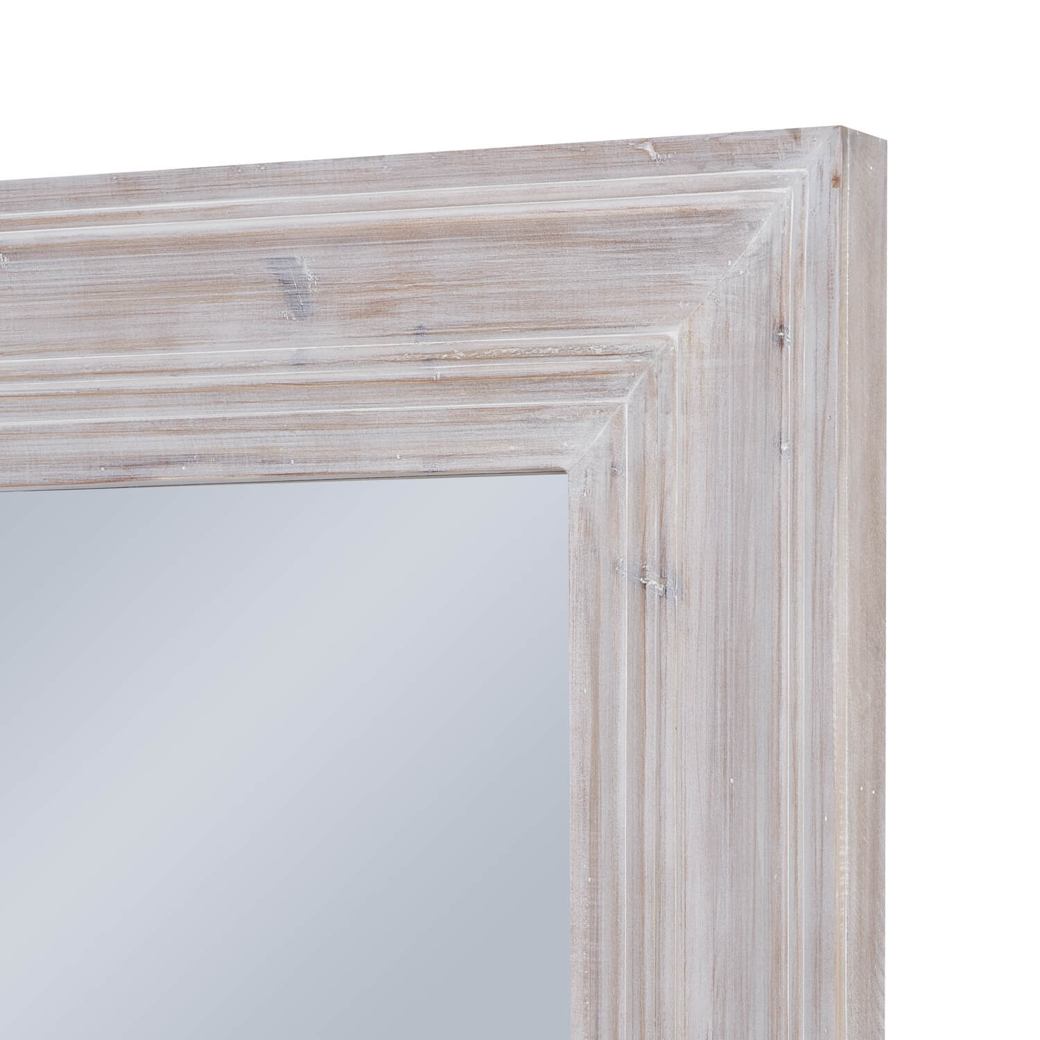 Timeless Elegant White Washed Harewood Mirror | Large Decor