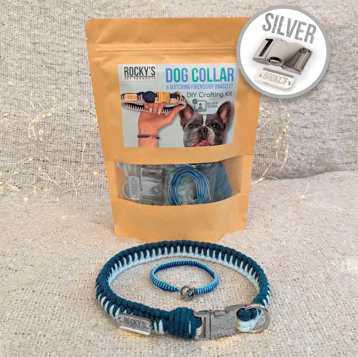 Make Your Own Dog Collar &amp; Friendship Bracelet Craft Kit - BLUE