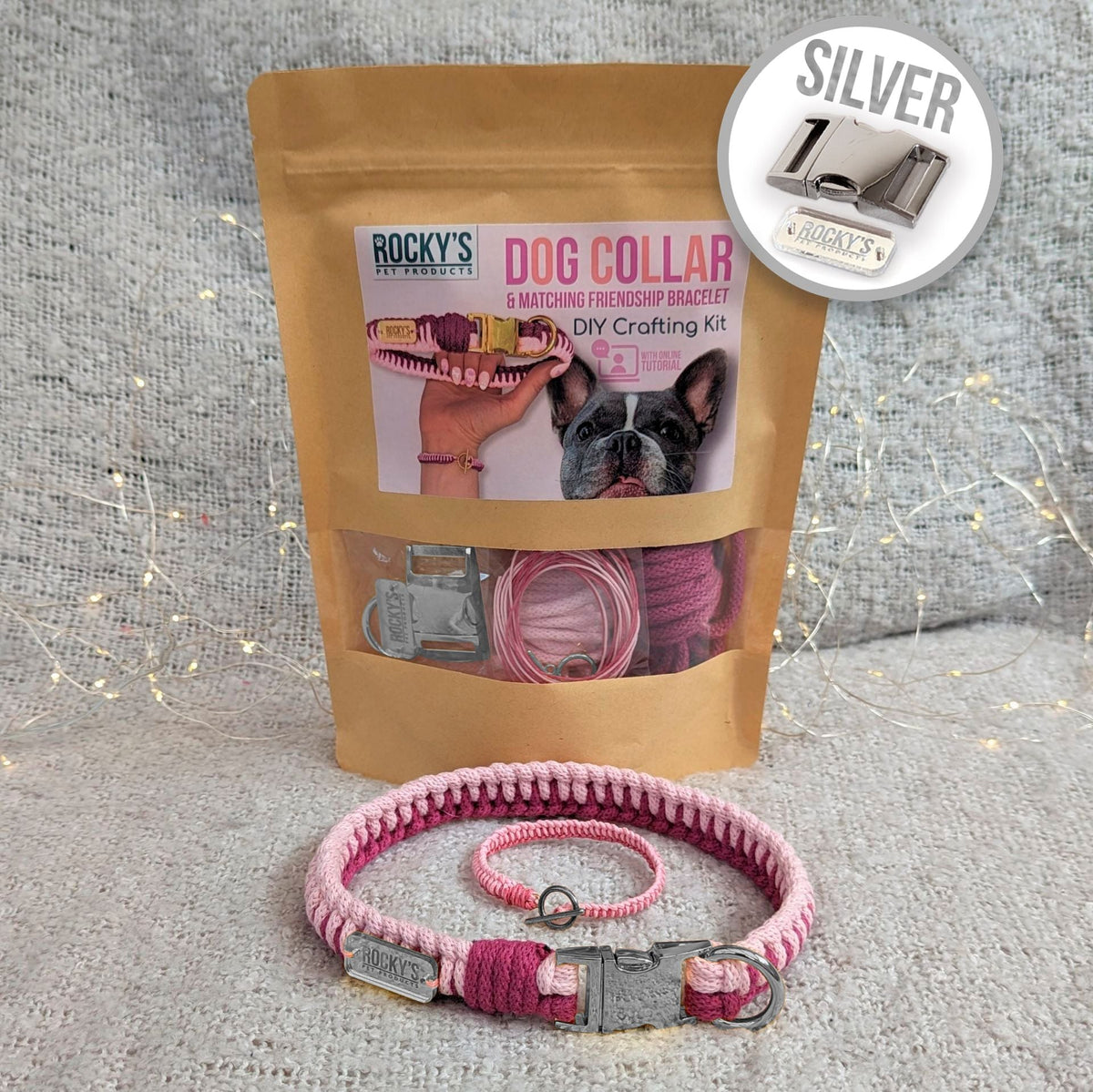 Make Your Own Dog Collar &amp; Friendship Bracelet Craft Kit - PINK