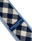 navy blue and white cotton gingham check tie