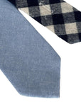 navy blue and white cotton gingham check tie