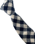 navy blue and white cotton gingham check tie