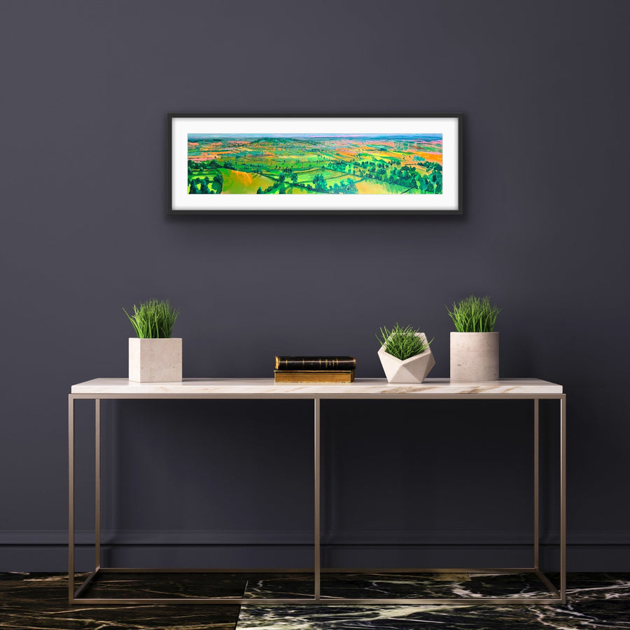 Luxury Golden Hour from Glastonbury Tor 2 limited edition signed giclee print, premium Somerset landscape art, handcrafted impressionistic painting by Michael Sutherland Art at brixbailey.com
