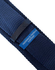 navy blue knitted tie with white embroidered bicycle bike design