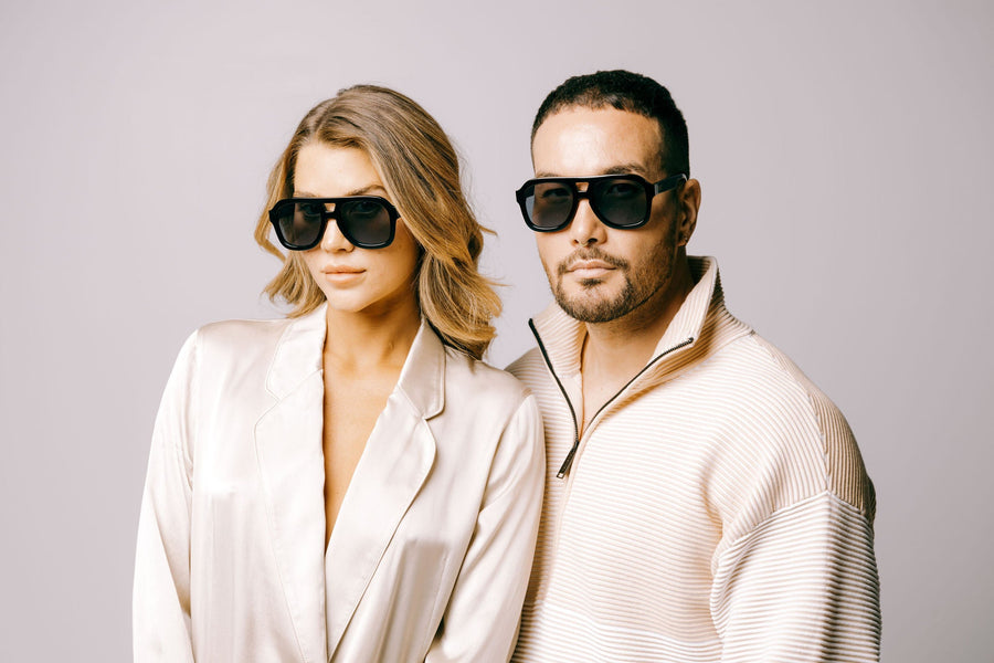 No One Messes With Malone - Sleek Black Aviator Sunglasses with Dark Grey Lens | UV Protection & Bioacetate Frames by Reecy at brixbailey.com