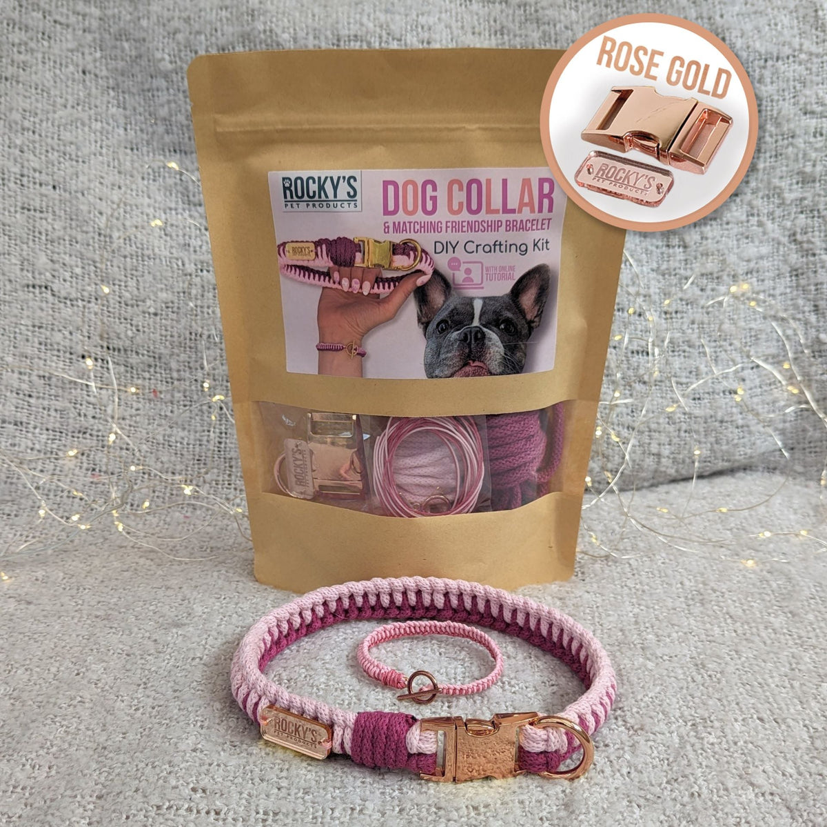 Make Your Own Dog Collar &amp; Friendship Bracelet Craft Kit - PINK